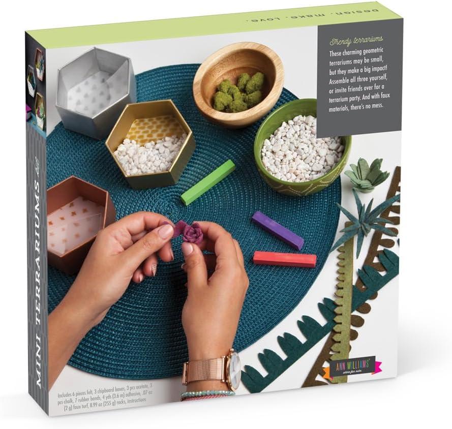 imageCraft Crush  Mini Plants Terrariums Easy Fun Arts and Craft Kit  Make 3 Charming Faux Terrariums  For Ages 13 and Up0