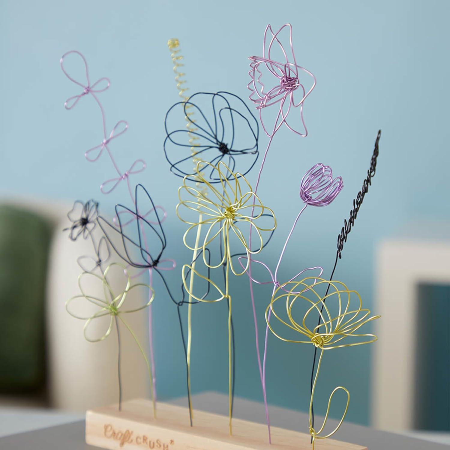 imageCraft Crush Wire Flowers  Create Unique Craft Wire Flower Designs with Easy to Use Tool and Guide with Display Stand  for Teens and Adults Ages 12 13 14 15 and Up