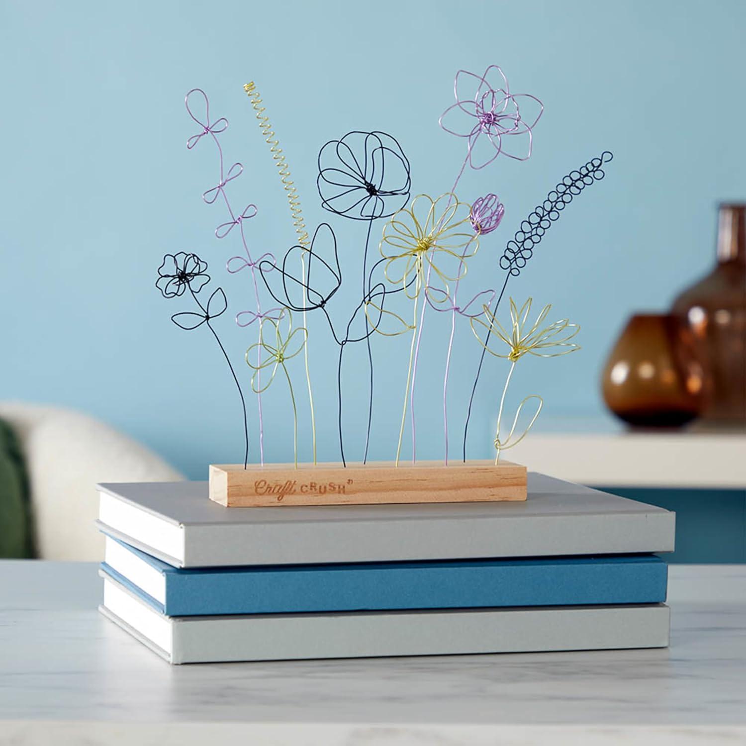 imageCraft Crush Wire Flowers  Create Unique Craft Wire Flower Designs with Easy to Use Tool and Guide with Display Stand  for Teens and Adults Ages 12 13 14 15 and Up
