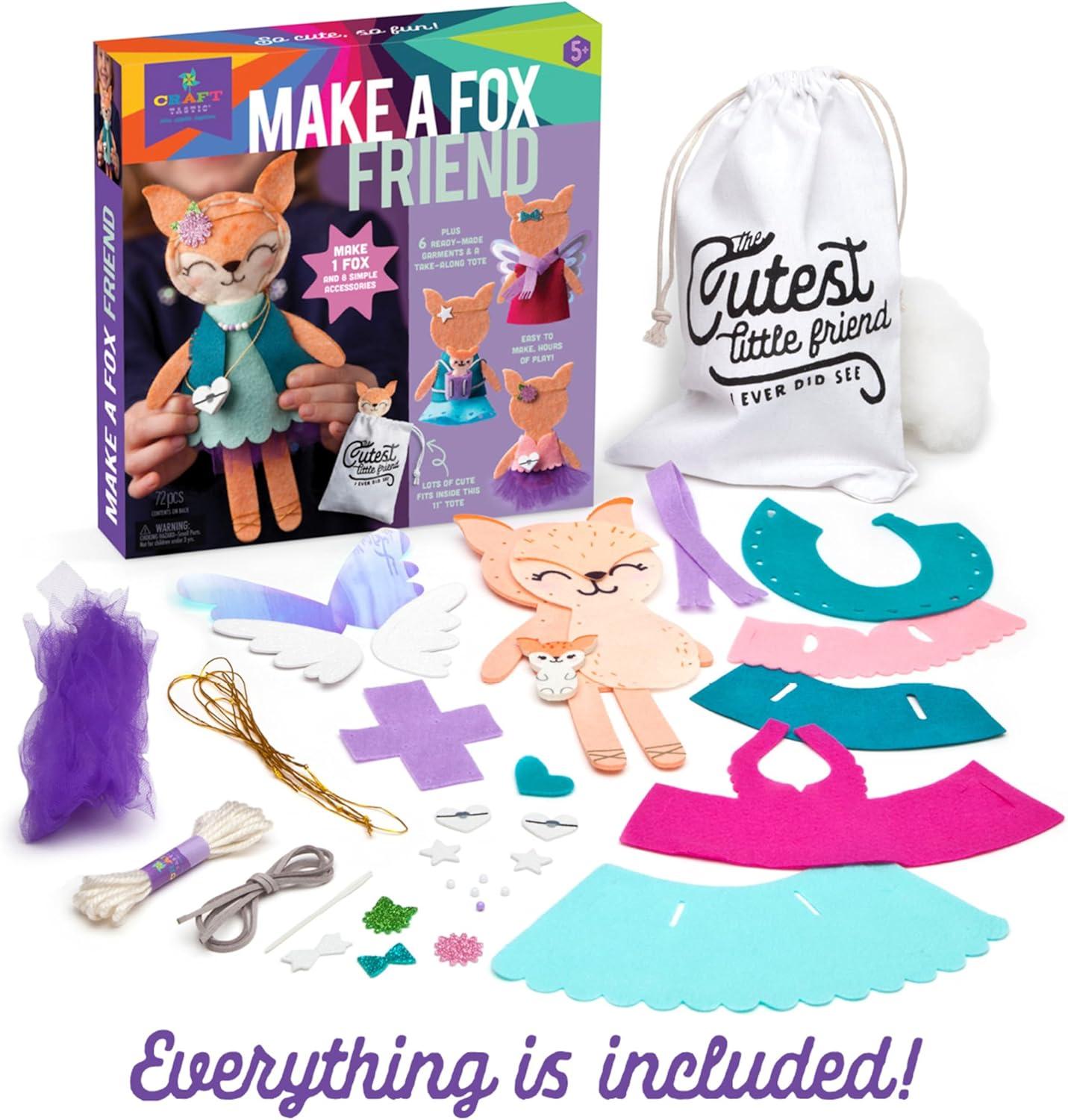 imageCrafttastic  Make a Fox Friend Craft Kit  Learn to Make 1 EasytoSew Stuffie with Clothes ampamp AccessoriesMake a Fox Friend Craft Kit