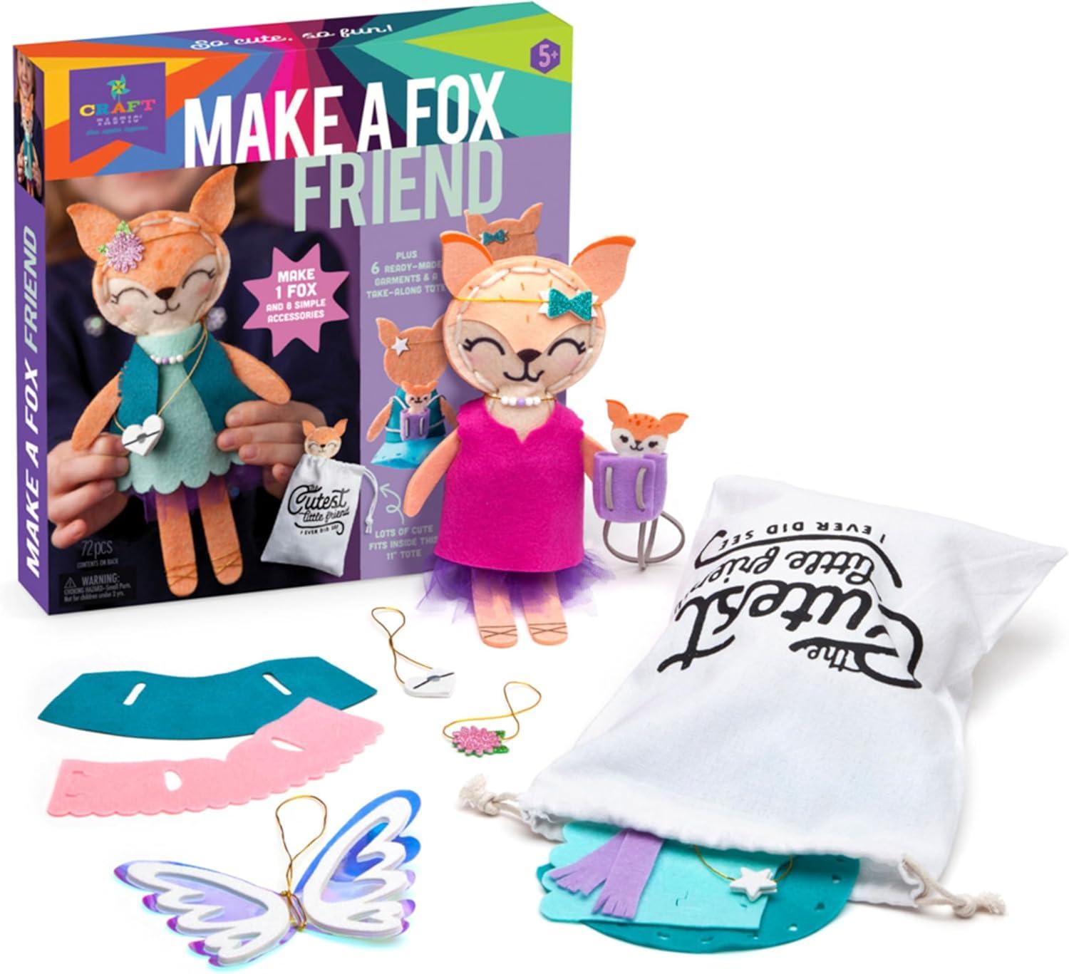 imageCrafttastic  Make a Fox Friend Craft Kit  Learn to Make 1 EasytoSew Stuffie with Clothes ampamp AccessoriesMake a Fox Friend Craft Kit