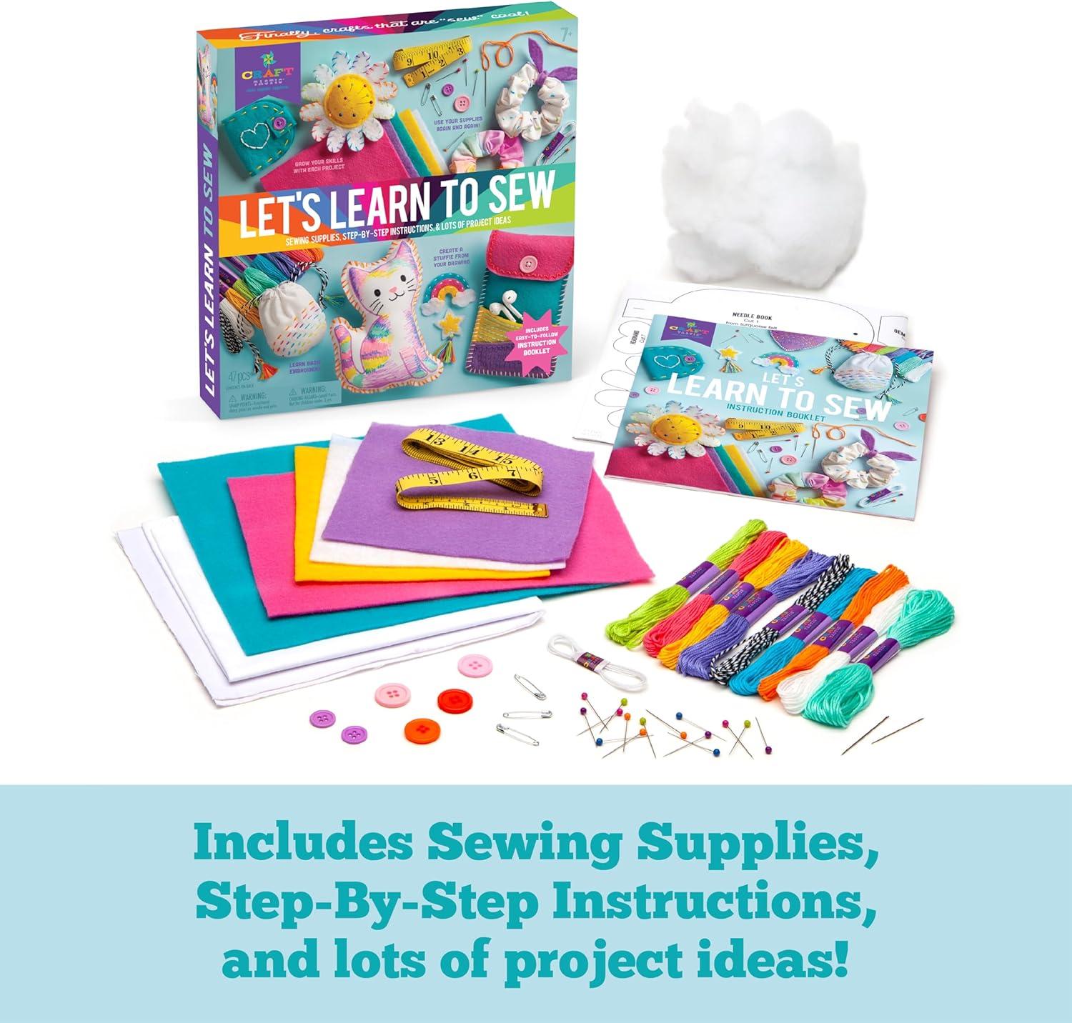 imageCrafttastic Lets Learn to Sew  Mini Sewing Kit Arts and Crafts Art Supplies Embroidery Kit for Beginners Includes Sewing Supplies EasytoFollow Instructions Arts ampamp Crafts Ages 7Lets Learn to Sew Craft Kit