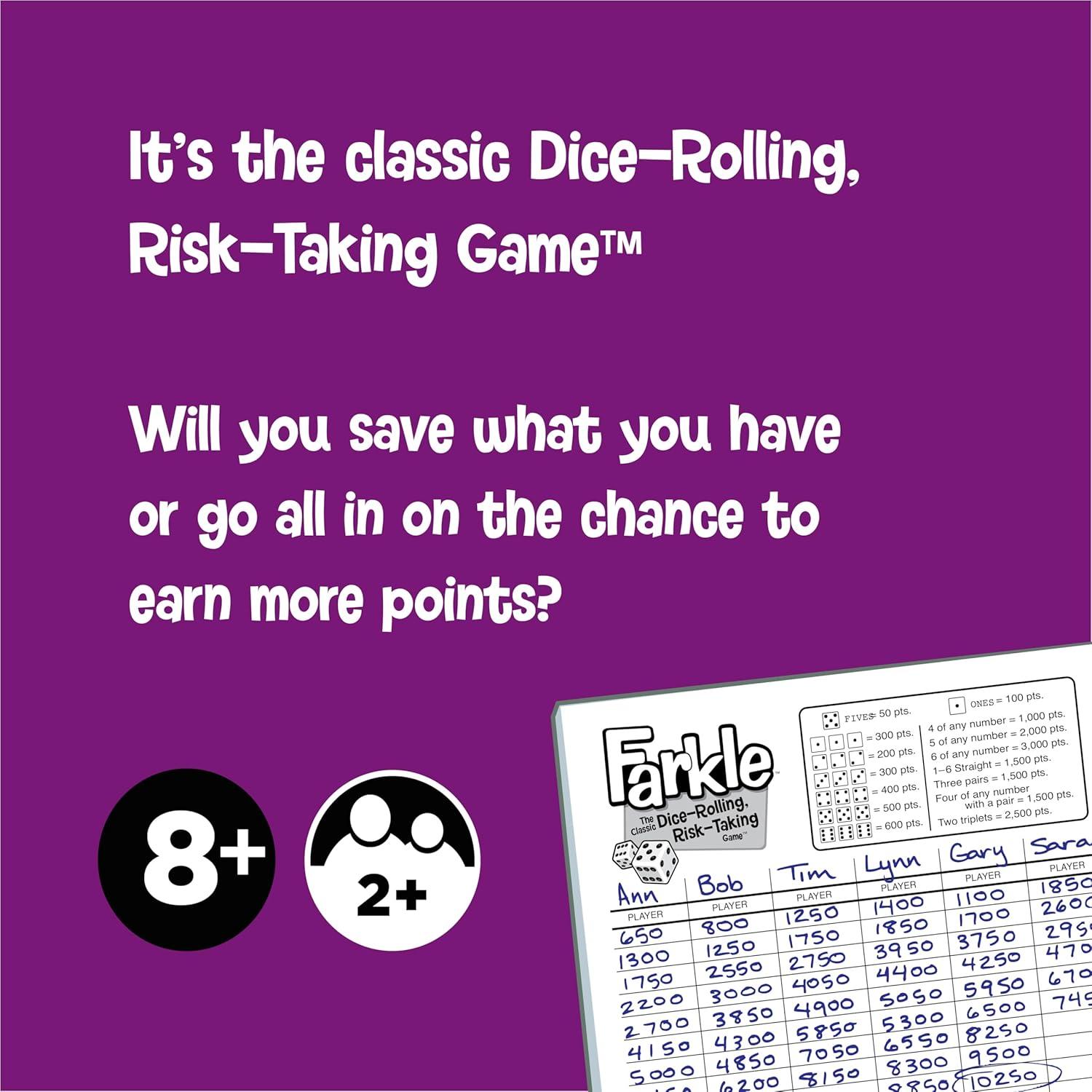 imageFarkle Classic Dice Game  Rainbow Kids Games Dice Games Family Games Travel Games Adult Games Board Games Dice Cup Dice Set Farkle Score Sheets Included Ages 8Farkle Dice