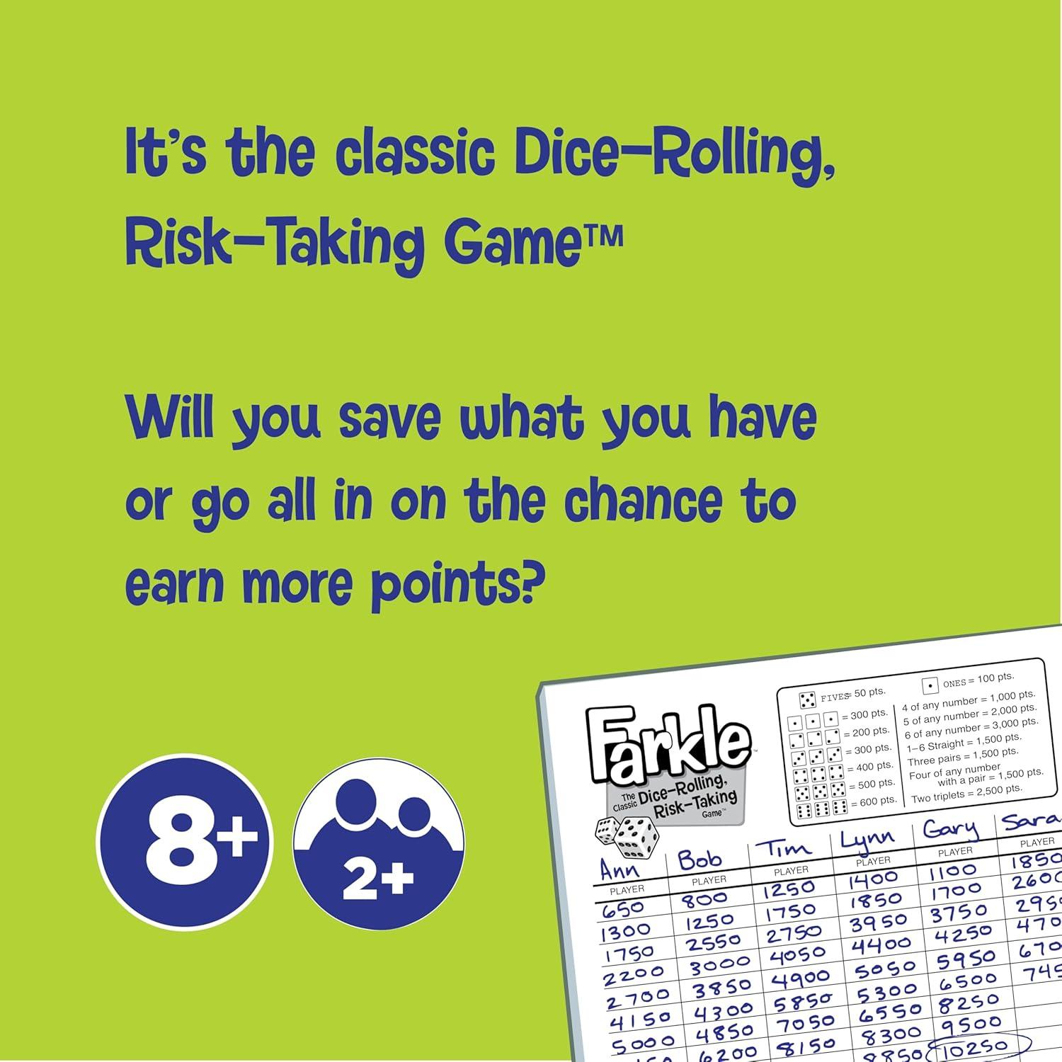 imageFarkle Classic Dice Games  Kids Family Games Travel Game Adult Games Board Game Dice Cup Dice Set Farkle Score Sheets Included Ages 8Classic