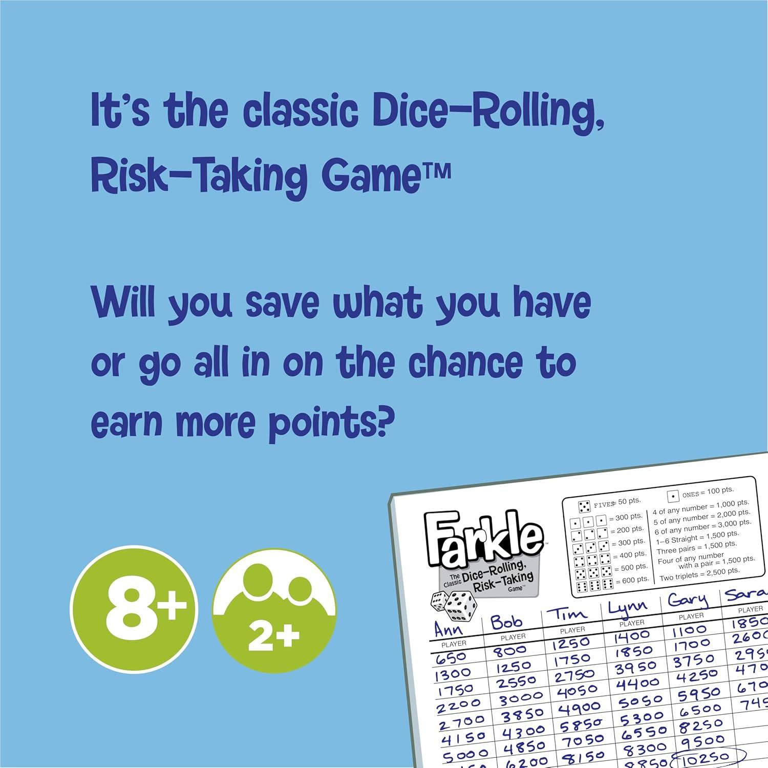 imageFarkle Classic Dice Games  Kids Family Games Travel Game Adult Games Board Game Dice Cup Dice Set Farkle Score Sheets Included Ages 8Premium
