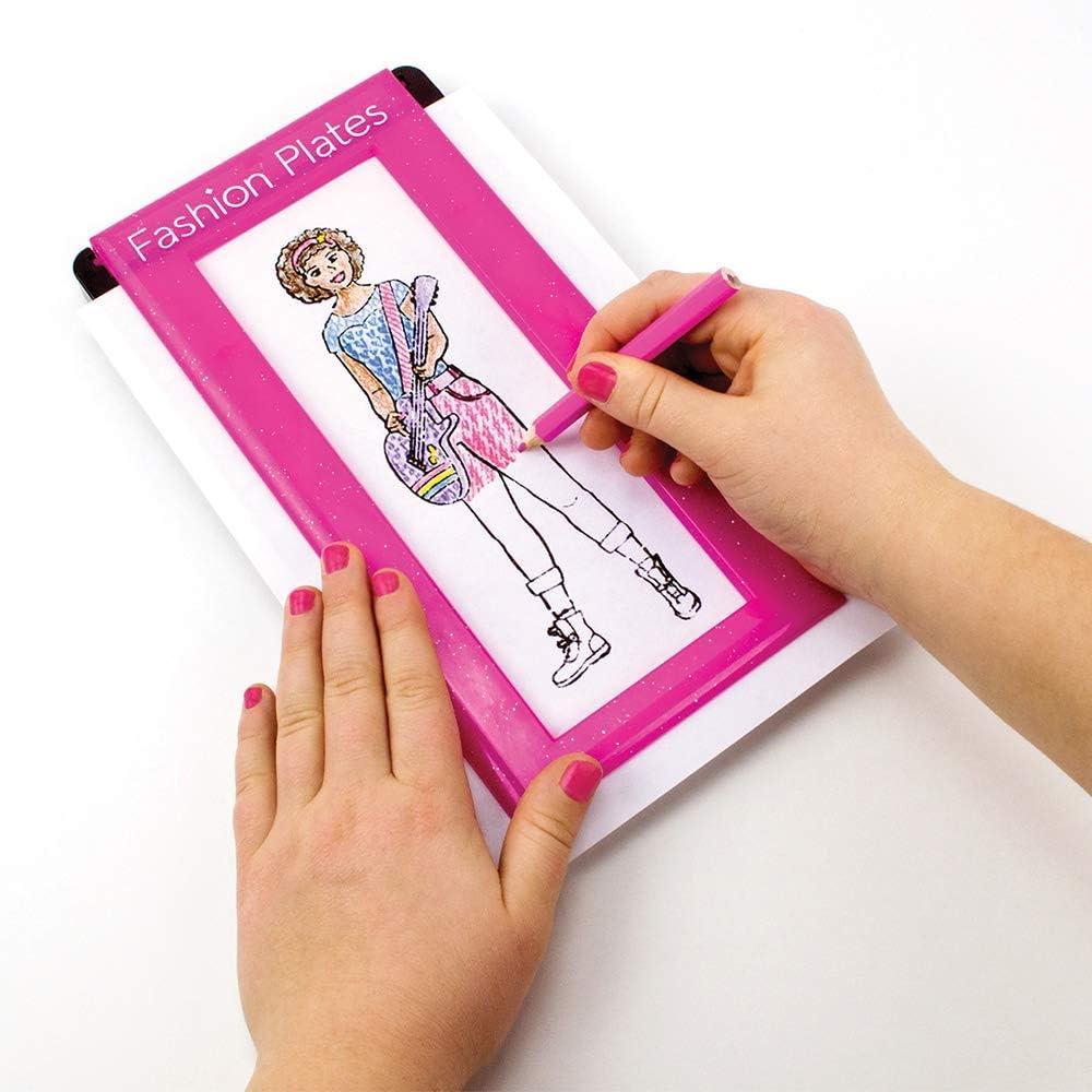 imageFashion Plates Classic  Girls Fashion MixandMatch Drawing Kit Arts and Crafts Coloring Art Supplies Craft Supplies Stencils Crayons Included Create Your Own Fashion Designs Ages 6Superstar