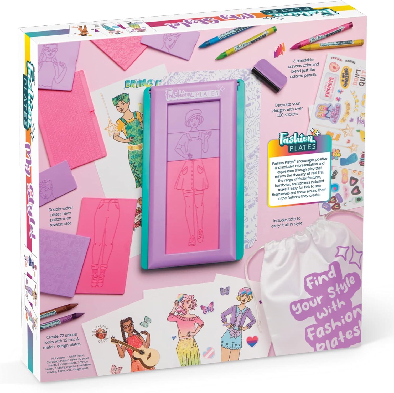 imageFashion Plates Classic  Girls Fashion MixandMatch Drawing Kit Arts and Crafts Coloring Art Supplies Craft Supplies Stencils Crayons Included Create Your Own Fashion Designs Ages 6My Styles
