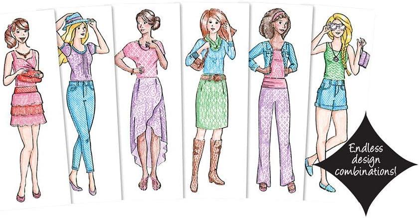 imageFashion Plates Classic  Girls Fashion MixandMatch Drawing Kit Arts and Crafts Coloring Art Supplies Craft Supplies Stencils Crayons Included Create Your Own Fashion Designs Ages 6Deluxe Kit