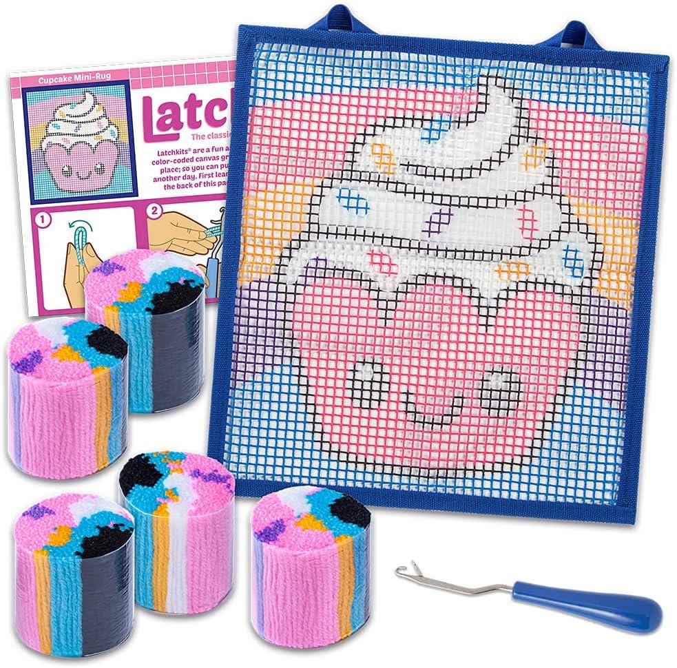imageLatchKits Latch Hook Kits for Kids  Kids Crafts Arts and Crafts Yarn Art Wall Hanging ampamp MiniRugs Craft Supplies PreCut Yarn Easy Pattern Hook Included Arts ampamp Craft Ages 6 UnicornCupcake