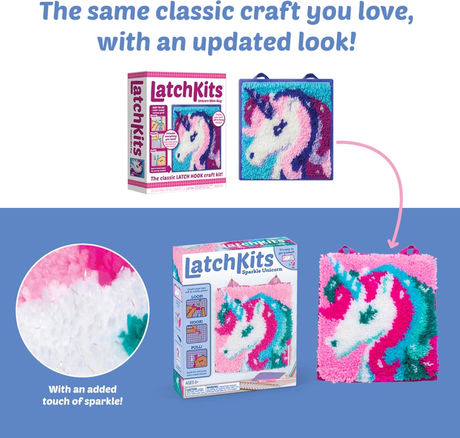 imageLatchKits Latch Hook Kits for Kids  Kids Crafts Arts and Crafts Yarn Art Wall Hanging ampamp MiniRugs Craft Supplies PreCut Yarn Easy Pattern Hook Included Arts ampamp Craft Ages 6 UnicornUnicorn