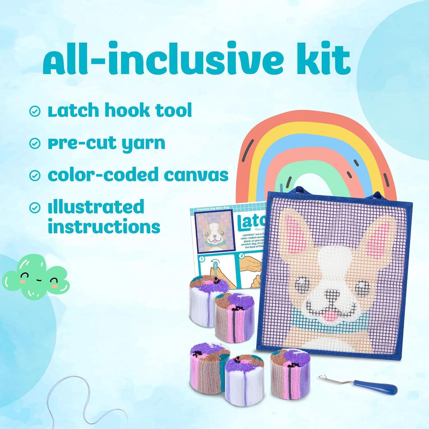 imageLatchKits Latch Hook Kits for Kids  Kids Crafts Arts and Crafts Yarn Art Wall Hanging ampamp MiniRugs Craft Supplies PreCut Yarn Easy Pattern Hook Included Arts ampamp Craft Ages 6 UnicornPuppy