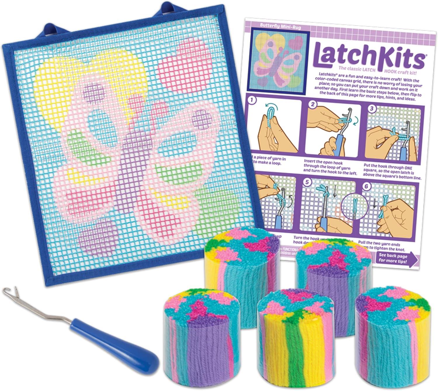 imageLatchKits Latch Hook Kits for Kids  Kids Crafts Arts and Crafts Yarn Art Wall Hanging ampamp MiniRugs Craft Supplies PreCut Yarn Easy Pattern Hook Included Arts ampamp Craft Ages 6 UnicornButterfly