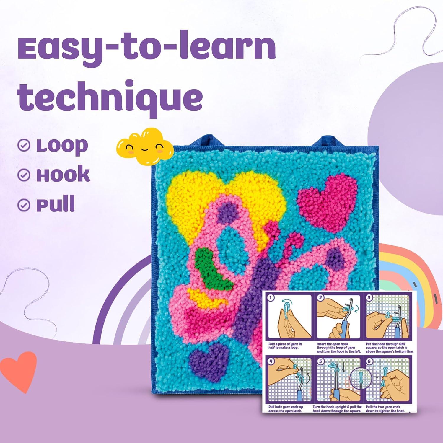 imageLatchKits Latch Hook Kits for Kids  Kids Crafts Arts and Crafts Yarn Art Wall Hanging ampamp MiniRugs Craft Supplies PreCut Yarn Easy Pattern Hook Included Arts ampamp Craft Ages 6 UnicornButterfly