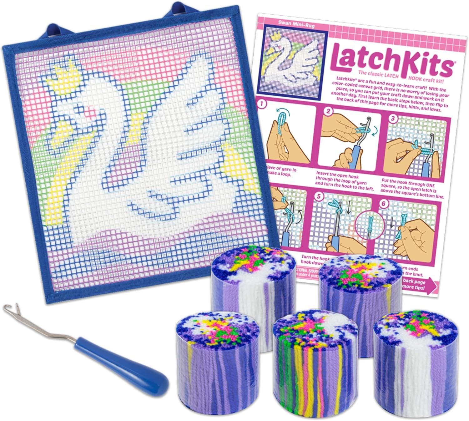 imageLatchKits Latch Hook Kits for Kids  Kids Crafts Arts and Crafts Yarn Art Wall Hanging ampamp MiniRugs Craft Supplies PreCut Yarn Easy Pattern Hook Included Arts ampamp Craft Ages 6 UnicornSwan