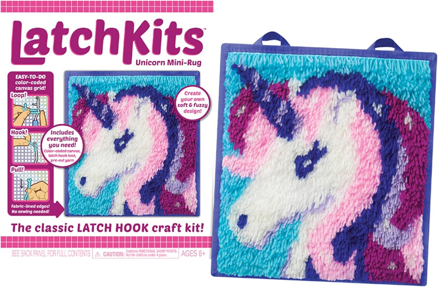 imageLatchKits Latch Hook Kits for Kids  Kids Crafts Arts and Crafts Yarn Art Wall Hanging ampamp MiniRugs Craft Supplies PreCut Yarn Easy Pattern Hook Included Arts ampamp Craft Ages 6 UnicornUnicorn