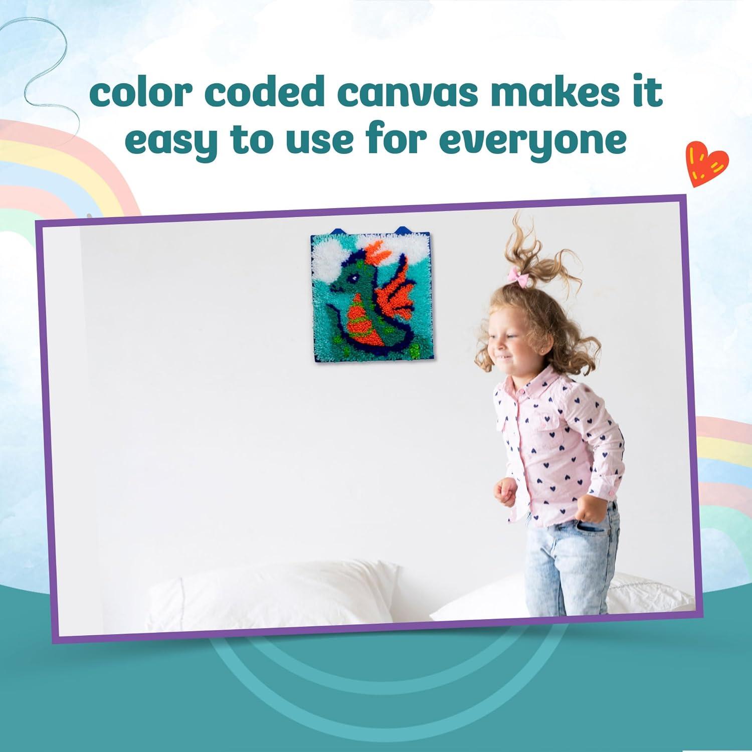 imageLatchKits Latch Hook Kits for Kids  Kids Crafts Arts and Crafts Yarn Art Wall Hanging ampamp MiniRugs Craft Supplies PreCut Yarn Easy Pattern Hook Included Arts ampamp Craft Ages 6 UnicornDragon