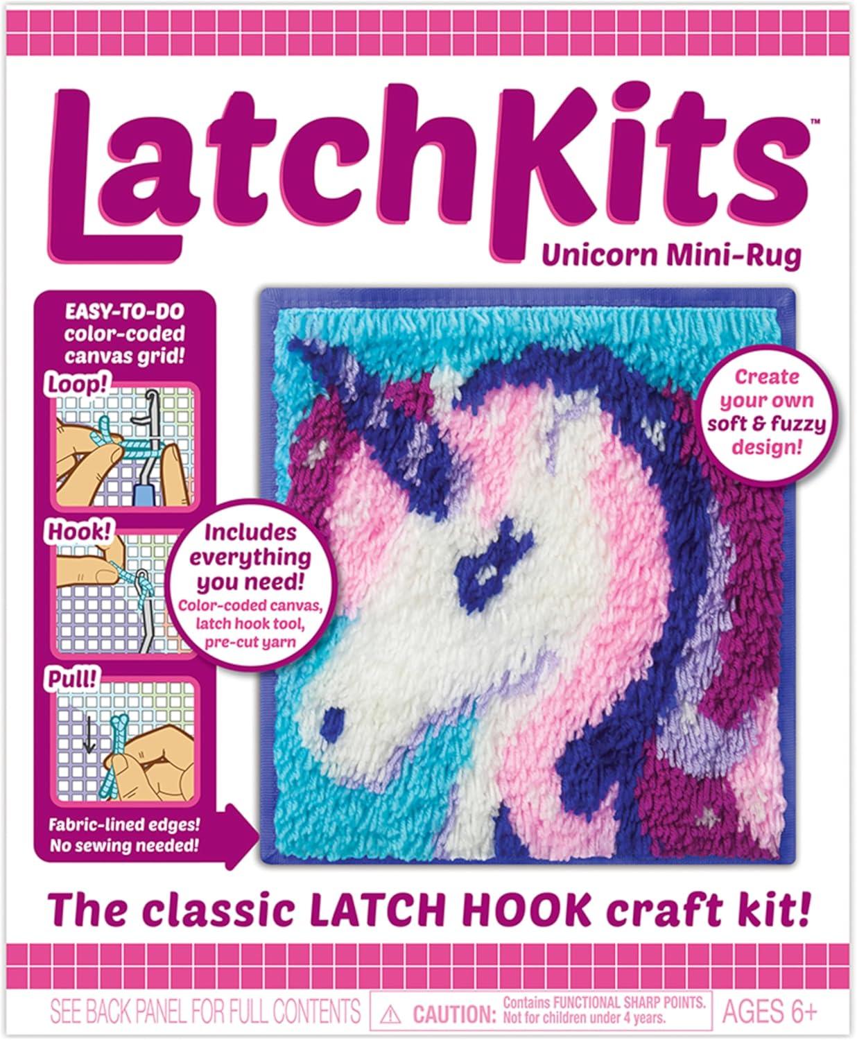 imageLatchKits Latch Hook Kits for Kids  Kids Crafts Arts and Crafts Yarn Art Wall Hanging ampamp MiniRugs Craft Supplies PreCut Yarn Easy Pattern Hook Included Arts ampamp Craft Ages 6 UnicornUnicorn