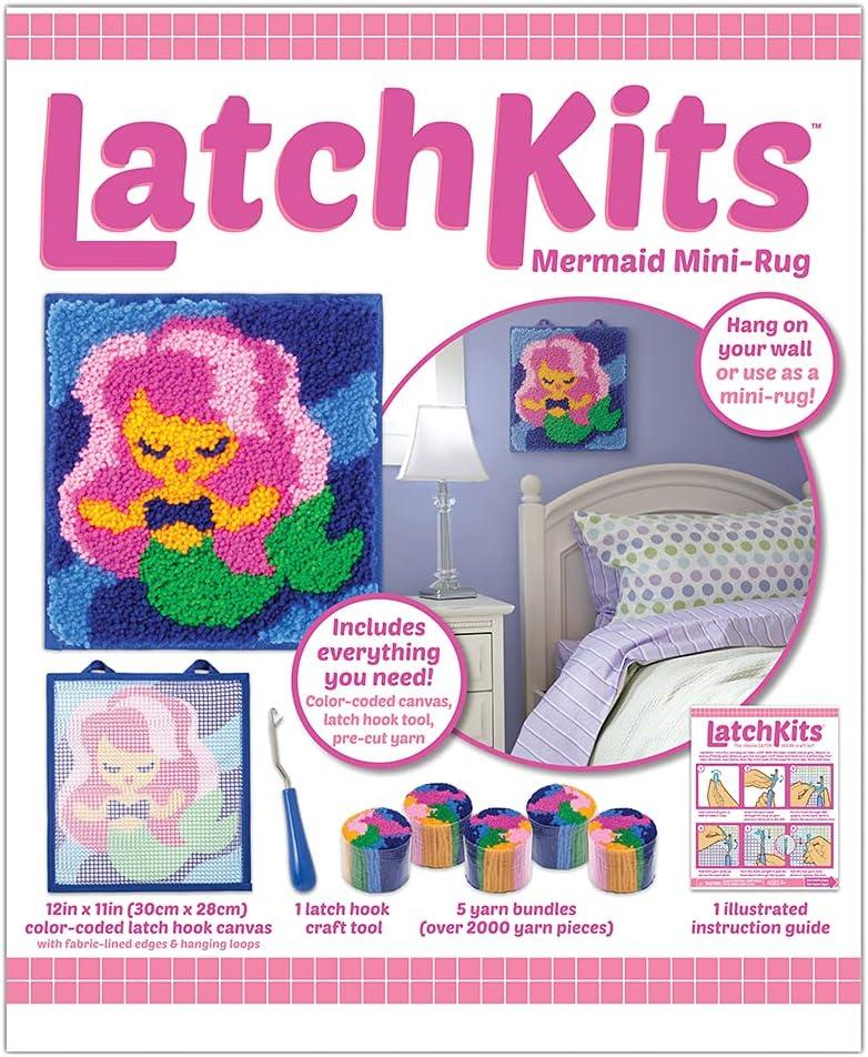 imageLatchKits Latch Hook Kits for Kids  Kids Crafts Arts and Crafts Yarn Art Wall Hanging ampamp MiniRugs Craft Supplies PreCut Yarn Easy Pattern Hook Included Arts ampamp Craft Ages 6 UnicornMermaid