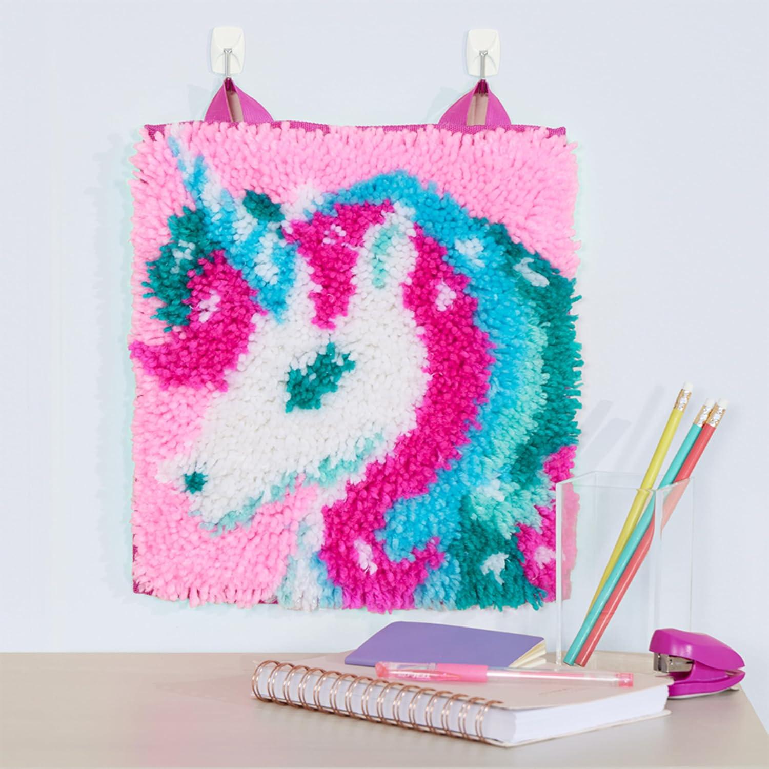 imageLatchKits Latch Hook Kits for Kids  Kids Crafts Arts and Crafts Yarn Art Wall Hanging ampamp MiniRugs Craft Supplies PreCut Yarn Easy Pattern Hook Included Arts ampamp Craft Ages 6 UnicornUnicorn