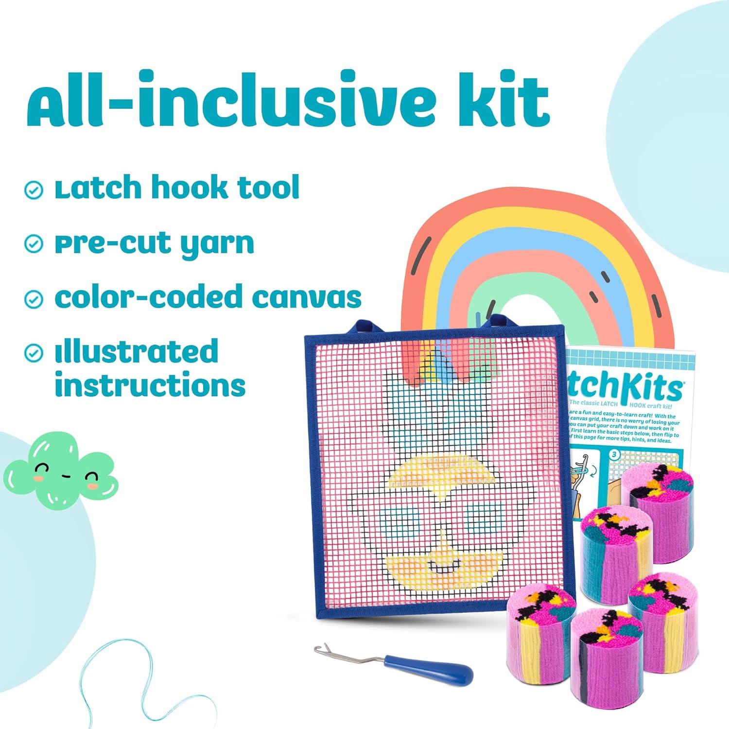 imageLatchKits Latch Hook Kits for Kids  Kids Crafts Arts and Crafts Yarn Art Wall Hanging ampamp MiniRugs Craft Supplies PreCut Yarn Easy Pattern Hook Included Arts ampamp Craft Ages 6 UnicornPineapple