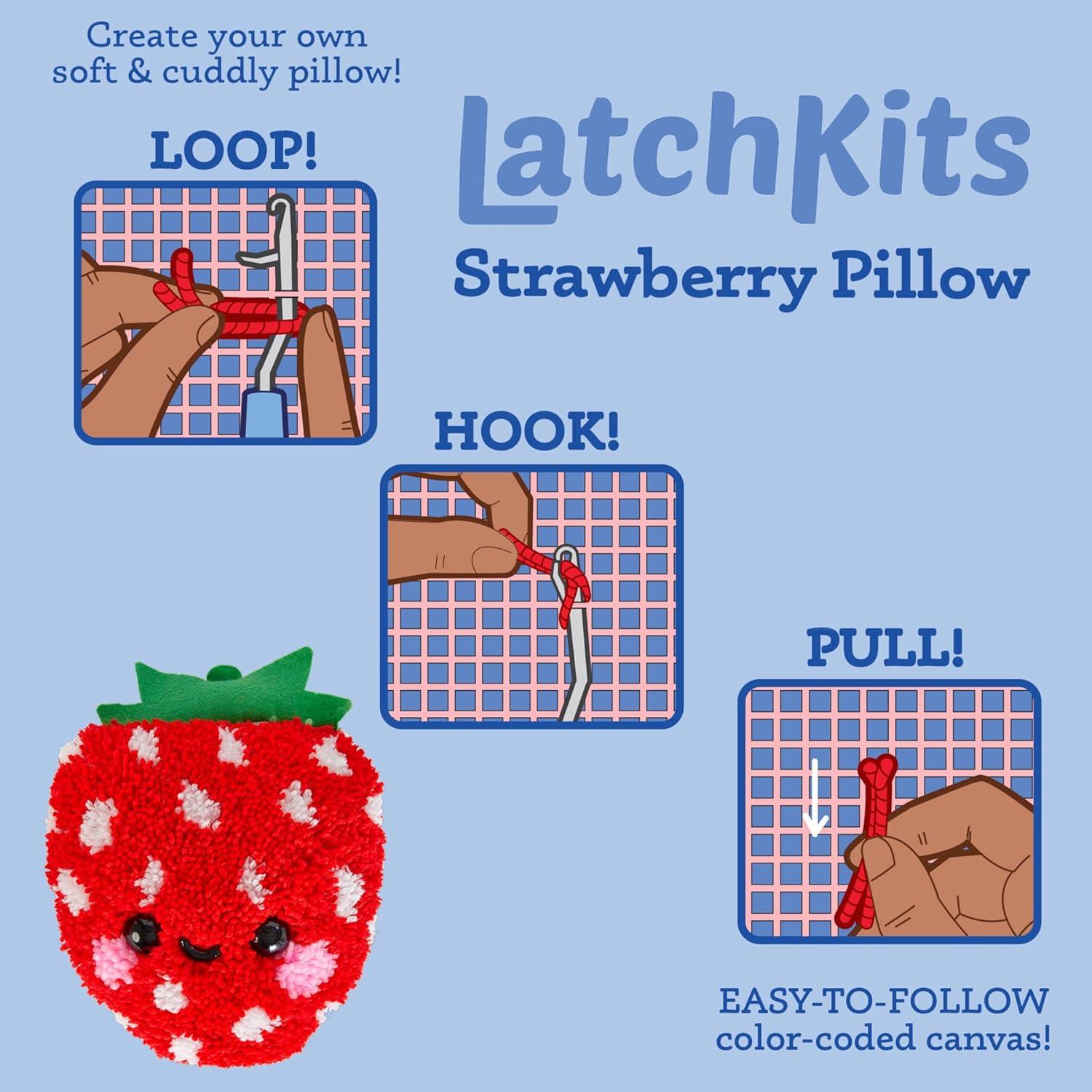 imageLatchkits Strawberry Pillow  Latch Hook Kits for Kids Arts and Crafts Yarn Art Kids Crafts Toys for Girls Birthday Gift for Girls Easy to Follow Pattern Hook Included Craft Kits Ages 6Strawberry Pillow