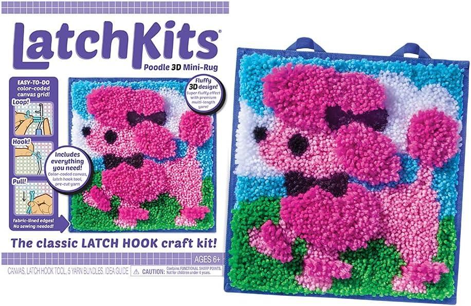 imageLatchkits Strawberry Pillow  Latch Hook Kits for Kids Arts and Crafts Yarn Art Kids Crafts Toys for Girls Birthday Gift for Girls Easy to Follow Pattern Hook Included Craft Kits Ages 63D Poodle