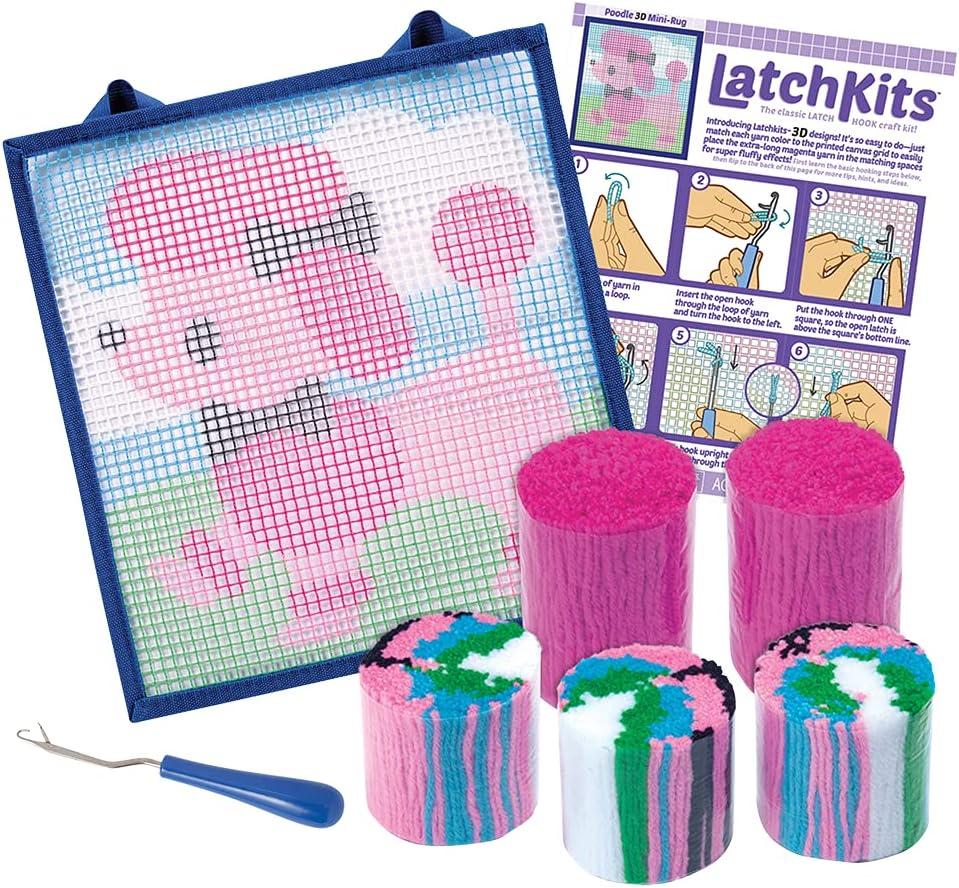 imageLatchkits Strawberry Pillow  Latch Hook Kits for Kids Arts and Crafts Yarn Art Kids Crafts Toys for Girls Birthday Gift for Girls Easy to Follow Pattern Hook Included Craft Kits Ages 63D Poodle