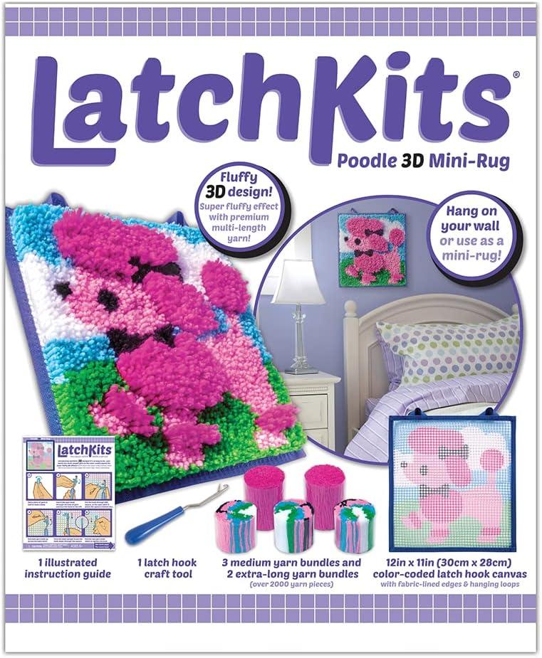imageLatchkits Strawberry Pillow  Latch Hook Kits for Kids Arts and Crafts Yarn Art Kids Crafts Toys for Girls Birthday Gift for Girls Easy to Follow Pattern Hook Included Craft Kits Ages 63D Poodle