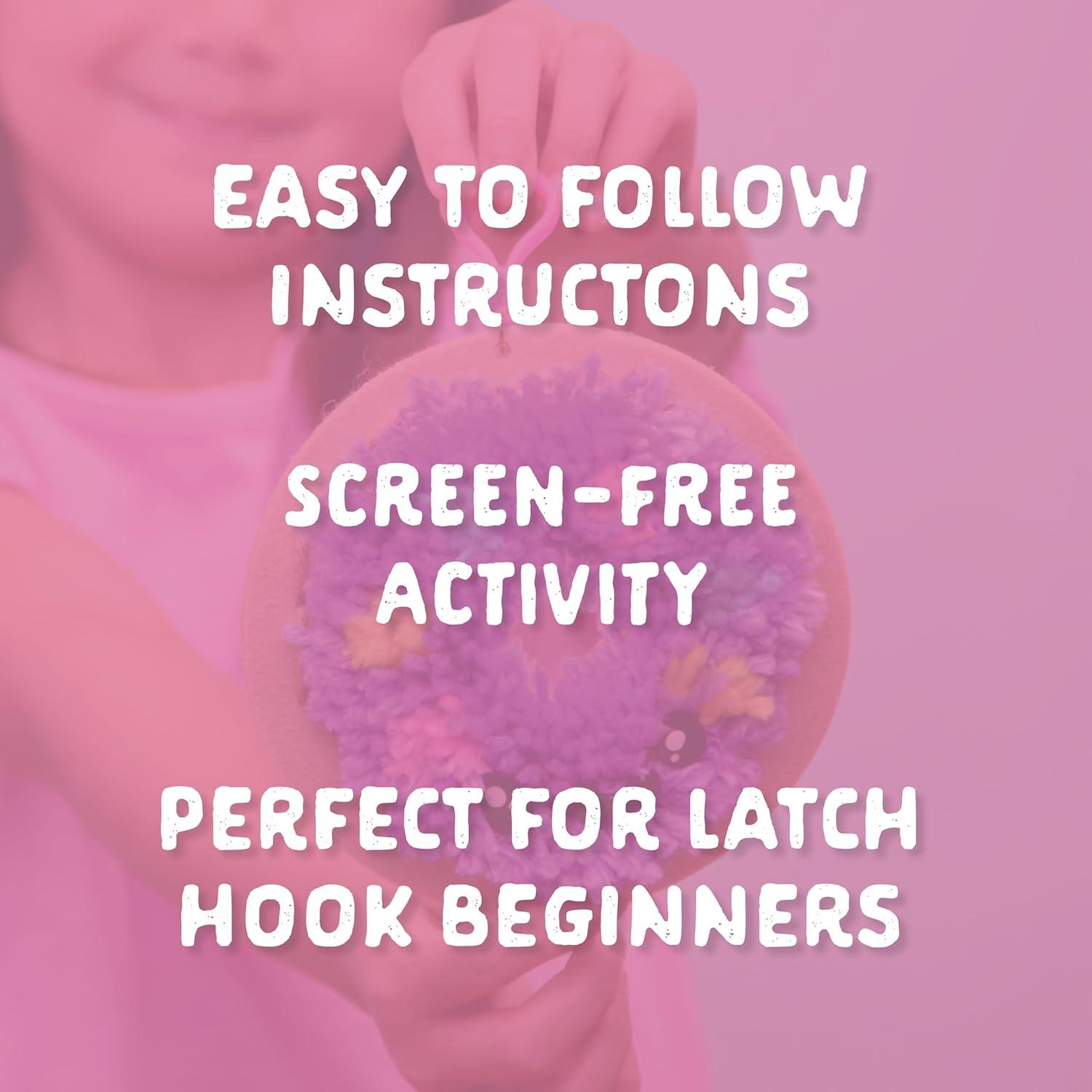 imageLatchkits Strawberry Pillow  Latch Hook Kits for Kids Arts and Crafts Yarn Art Kids Crafts Toys for Girls Birthday Gift for Girls Easy to Follow Pattern Hook Included Craft Kits Ages 6Mini Donut