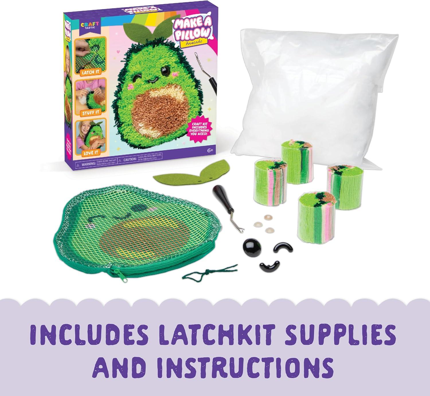 imageLatchkits Strawberry Pillow  Latch Hook Kits for Kids Arts and Crafts Yarn Art Kids Crafts Toys for Girls Birthday Gift for Girls Easy to Follow Pattern Hook Included Craft Kits Ages 6Avocado Pillow