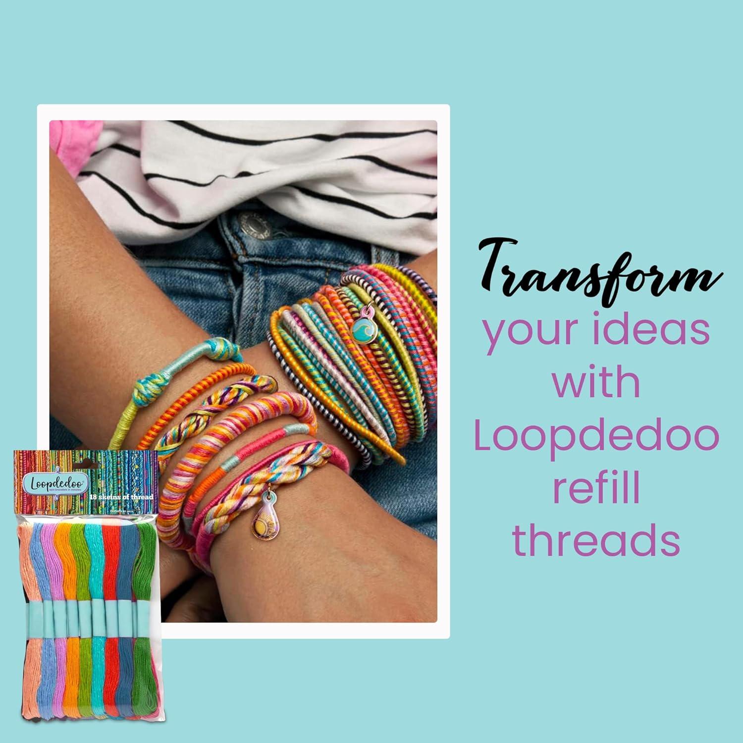 imageLoopdedoo Colorspin Electric Friendship Bracelet Maker Kit  Make Bracelets in Minutes for Birthdays and Friendship Gifts  Make 15 Bracelets Design Markers Included Ages 6Refill
