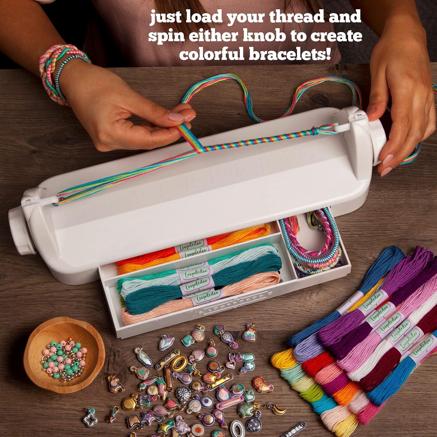 imageLoopdedoo Colorspin Electric Friendship Bracelet Maker Kit  Make Bracelets in Minutes for Birthdays and Friendship Gifts  Make 15 Bracelets Design Markers Included Ages 6Deluxe