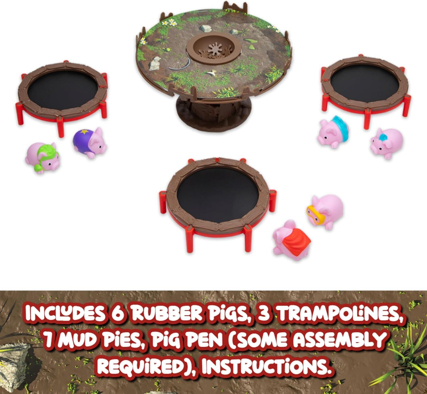 imagePlayMonster Dont Flush The Fish Game  HandEye Coordination Strategy Board Games for Family Game Night for Kids and Adults Easy Assembly Multiplayer Ages 4Pigs on Trampolines