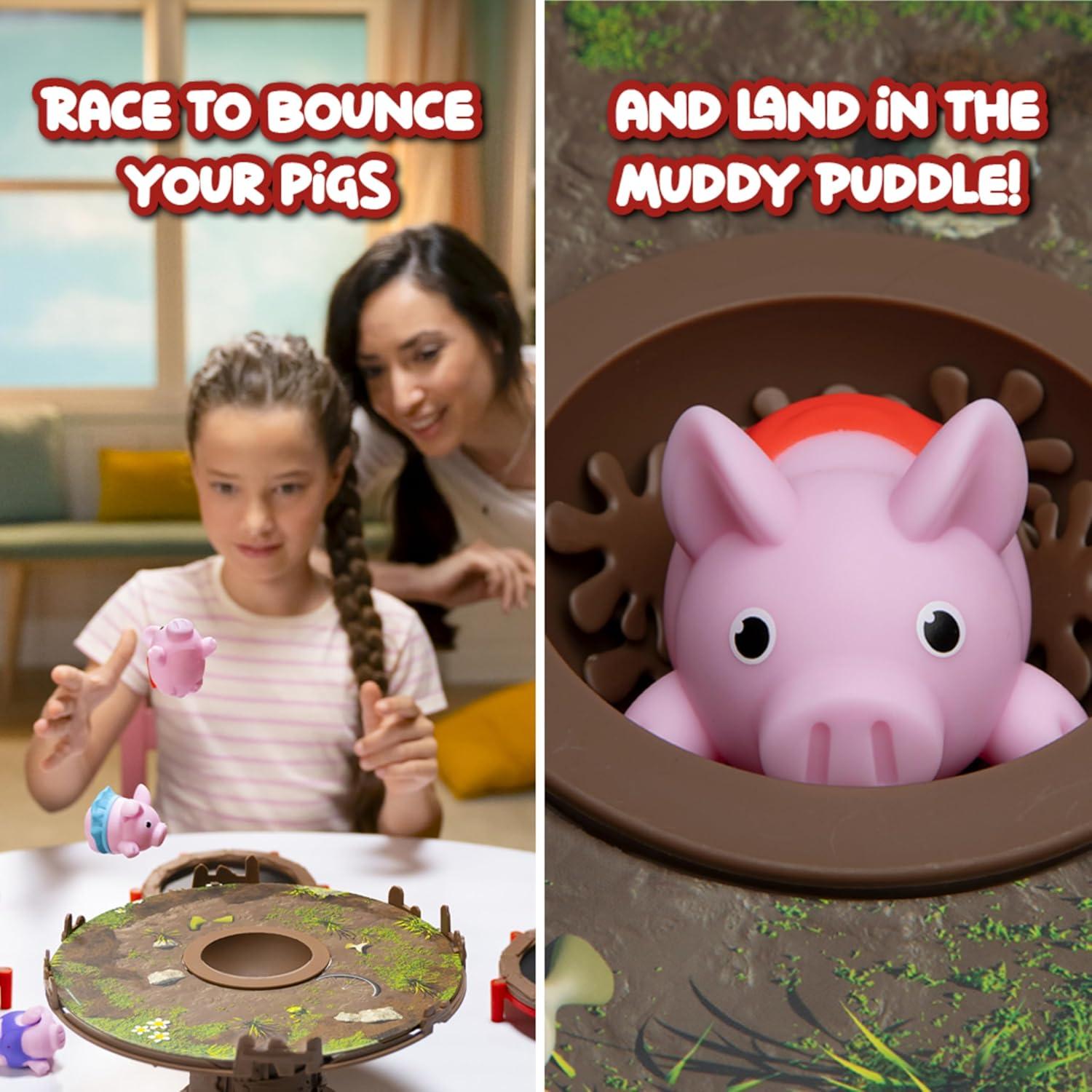 imagePlayMonster Dont Flush The Fish Game  HandEye Coordination Strategy Board Games for Family Game Night for Kids and Adults Easy Assembly Multiplayer Ages 4Pigs on Trampolines