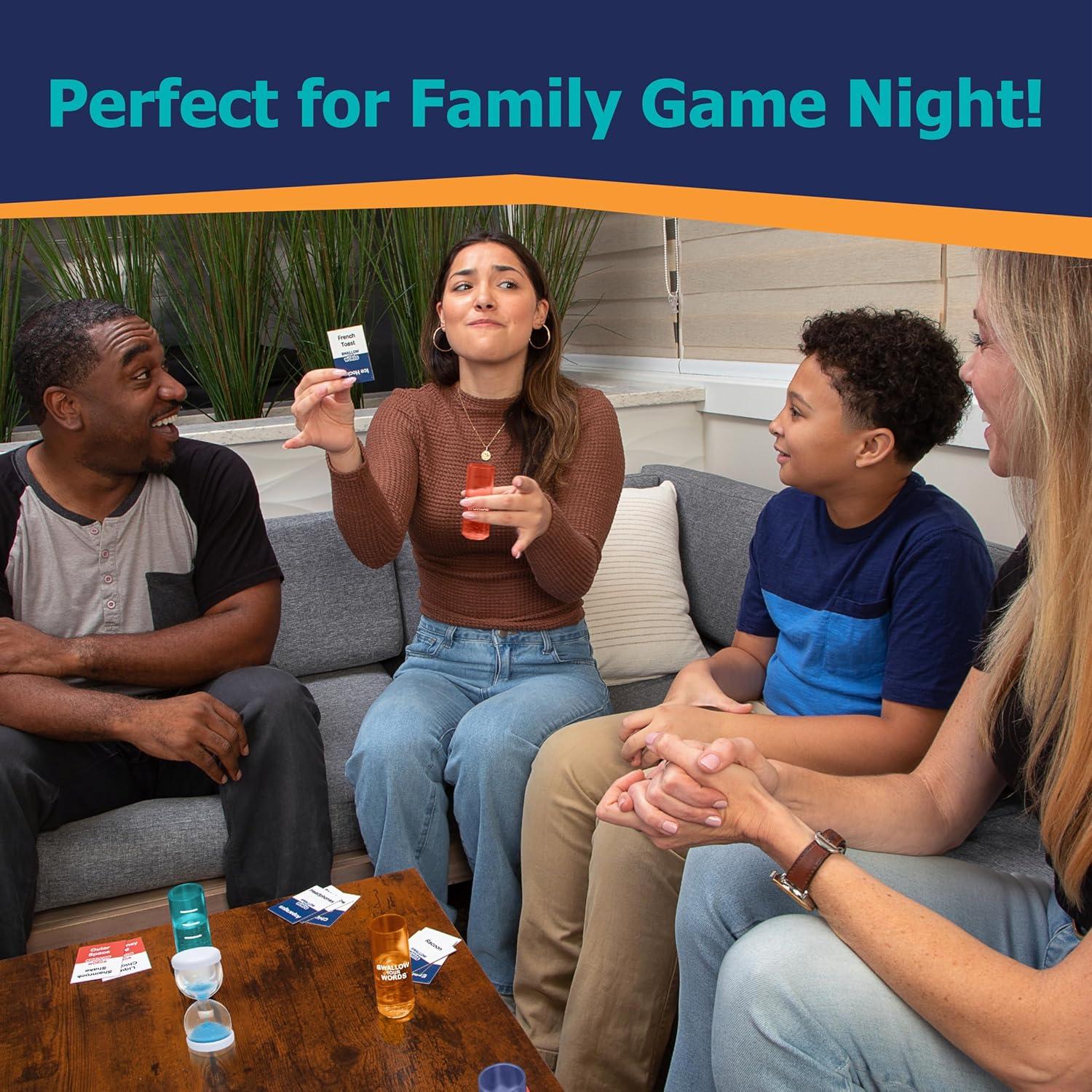 imagePlayMonster Swallow Your Words Card Games  Board Game for Family Game Night Sip It Say It Dont Spray It Multiplayer Game Guess The Phrase Before The Timer Runs Out Ages 8Swallow Your Words