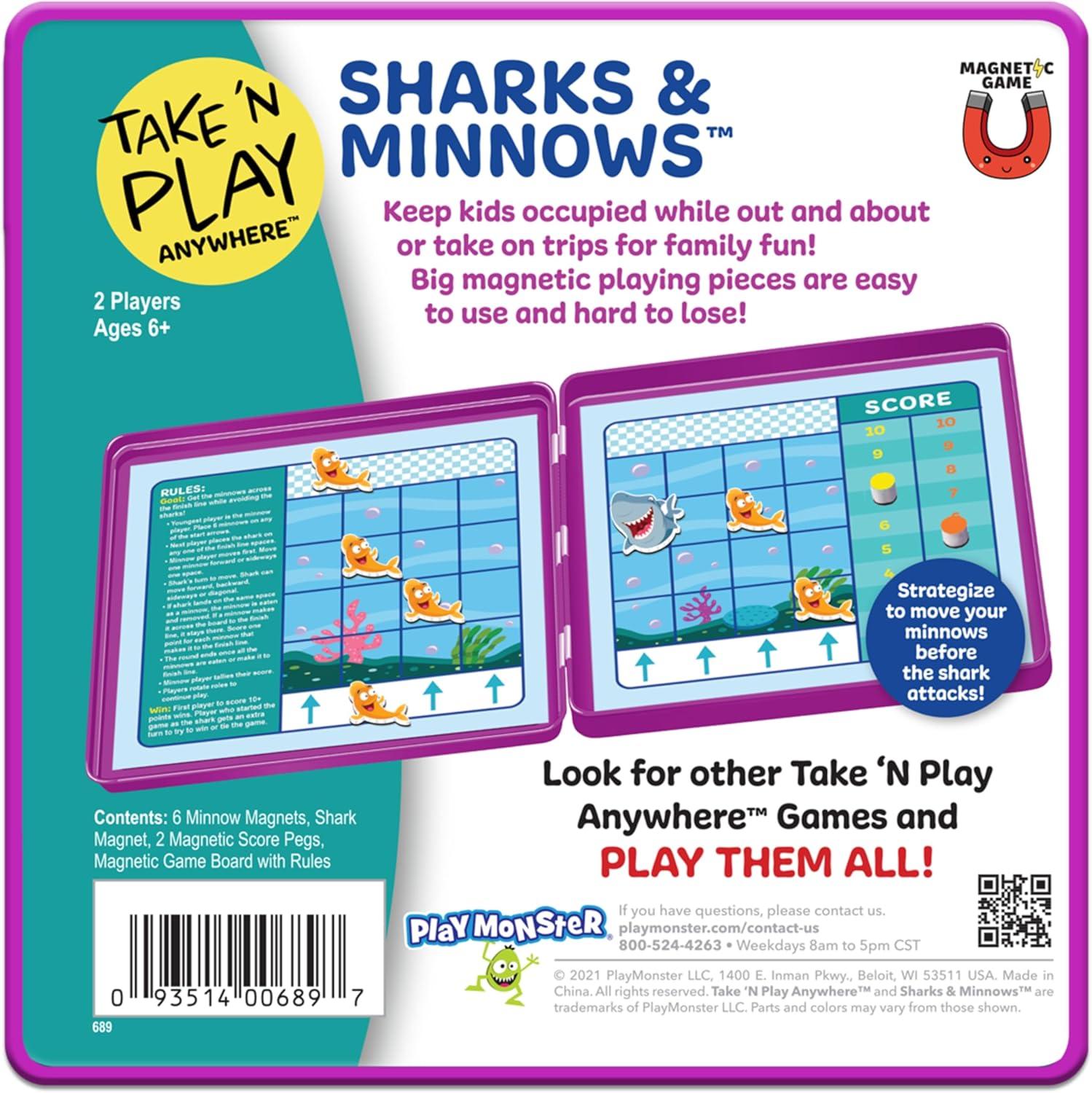 imagePlayMonster Take N Play Anywhere  Checkers  Magnetic Travel Game  Fun on The Go  for Ages 4Sharks N Minnows