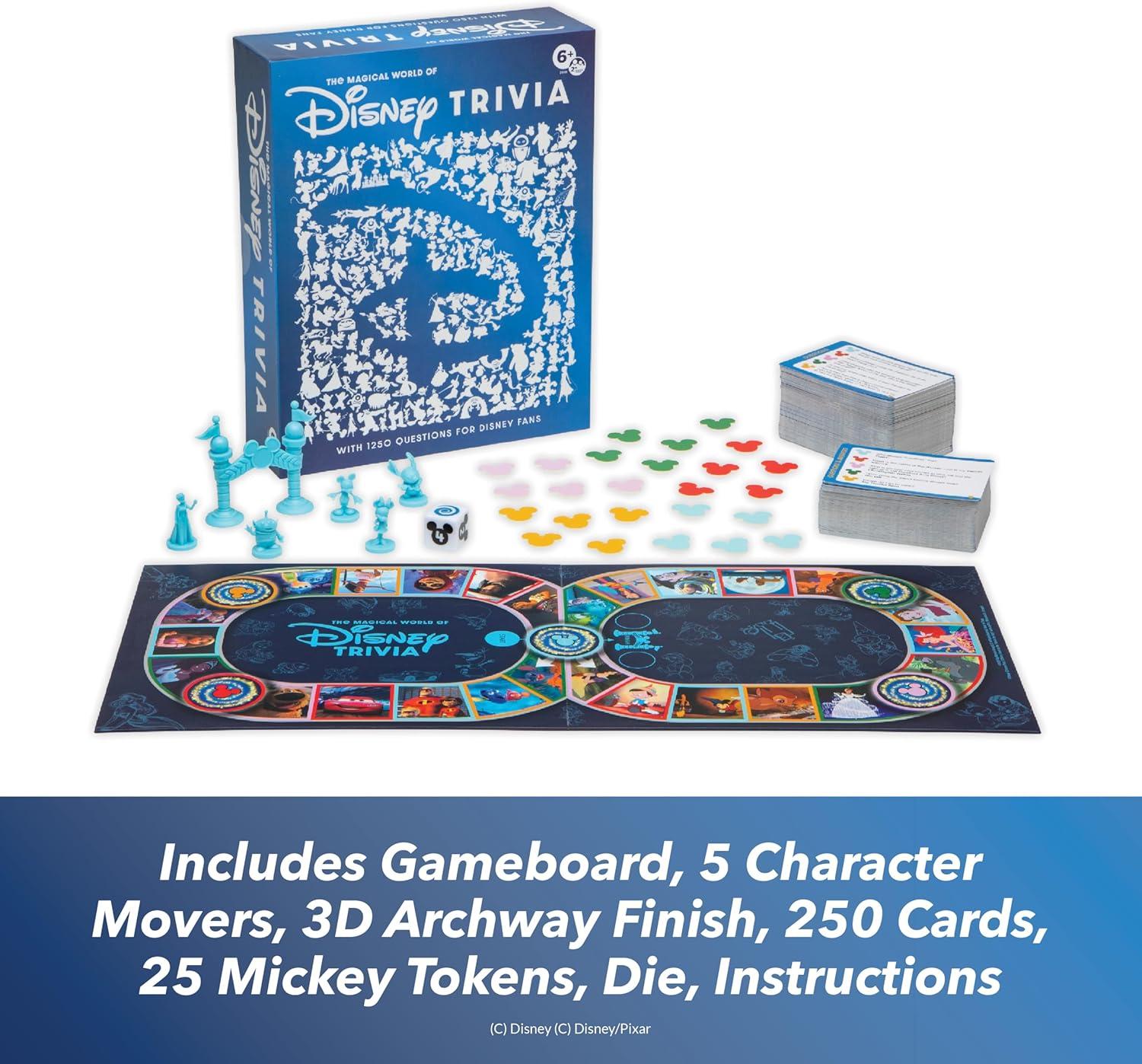imagePlayMonster The Magical World of Disney Trivia Games  Board Games for Family Night Family Games MultiPlayer Board Game Family Board Game Travel Games Disney Game Ages 6Blue