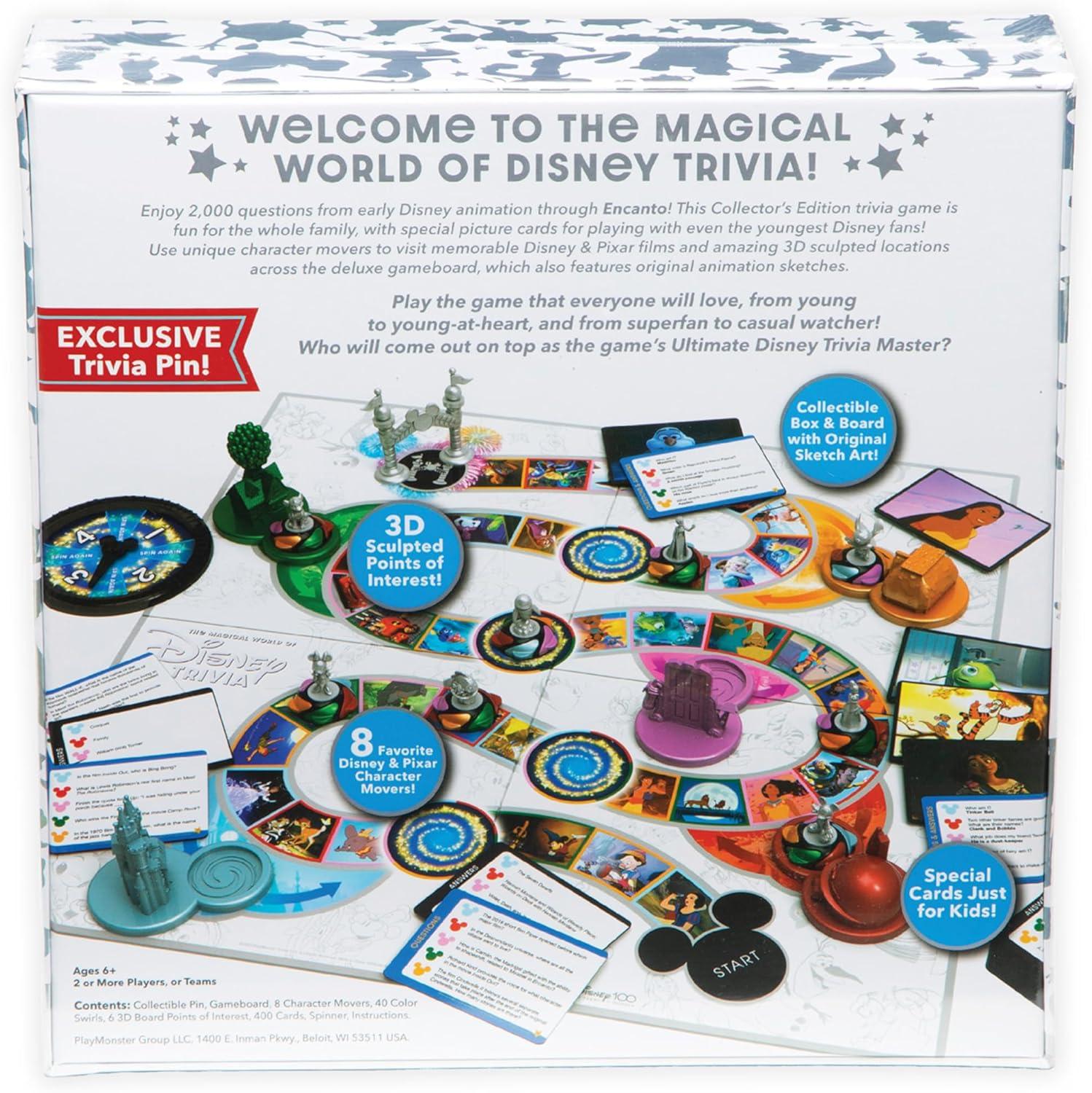 imagePlayMonster The Magical World of Disney Trivia Games  Board Games for Family Night Family Games MultiPlayer Board Game Family Board Game Travel Games Disney Game Ages 6Silver