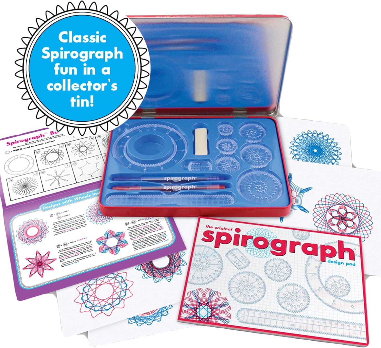 imageSpirograph Design Set Collectors Tin  Arts and Crafts Kids Toys Art Supplies Craft Supplies Drawing Kit Spiral Art Classic Gear Design Kit Pens Design Sheet Included Ages 8 and UpDesign Tin