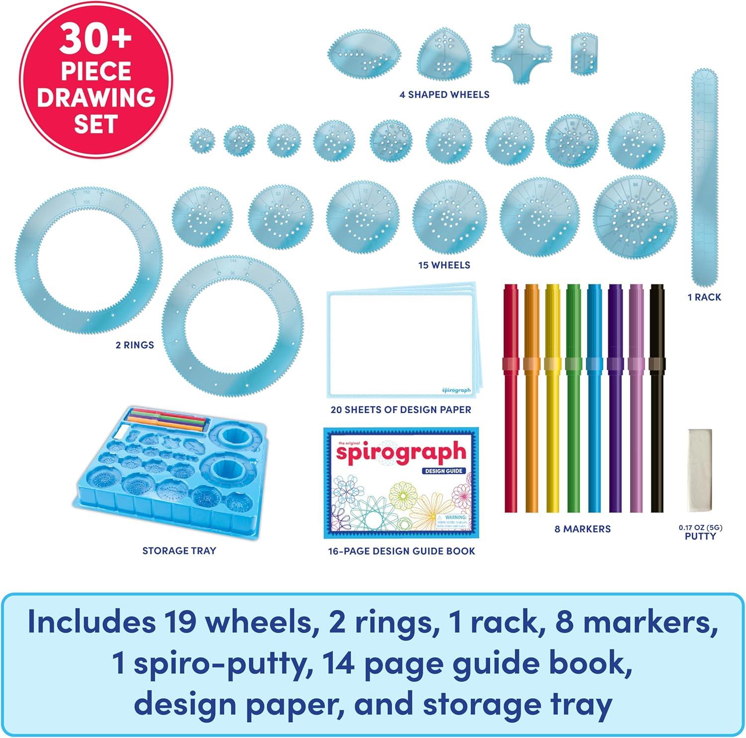 imageSpirograph Design Set Collectors Tin  Arts and Crafts Kids Toys Art Supplies Craft Supplies Drawing Kit Spiral Art Classic Gear Design Kit Pens Design Sheet Included Ages 8 and UpSpiro Markers