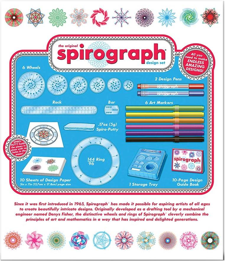 imageSpirograph Design Set Collectors Tin  Arts and Crafts Kids Toys Art Supplies Craft Supplies Drawing Kit Spiral Art Classic Gear Design Kit Pens Design Sheet Included Ages 8 and UpDesign Box