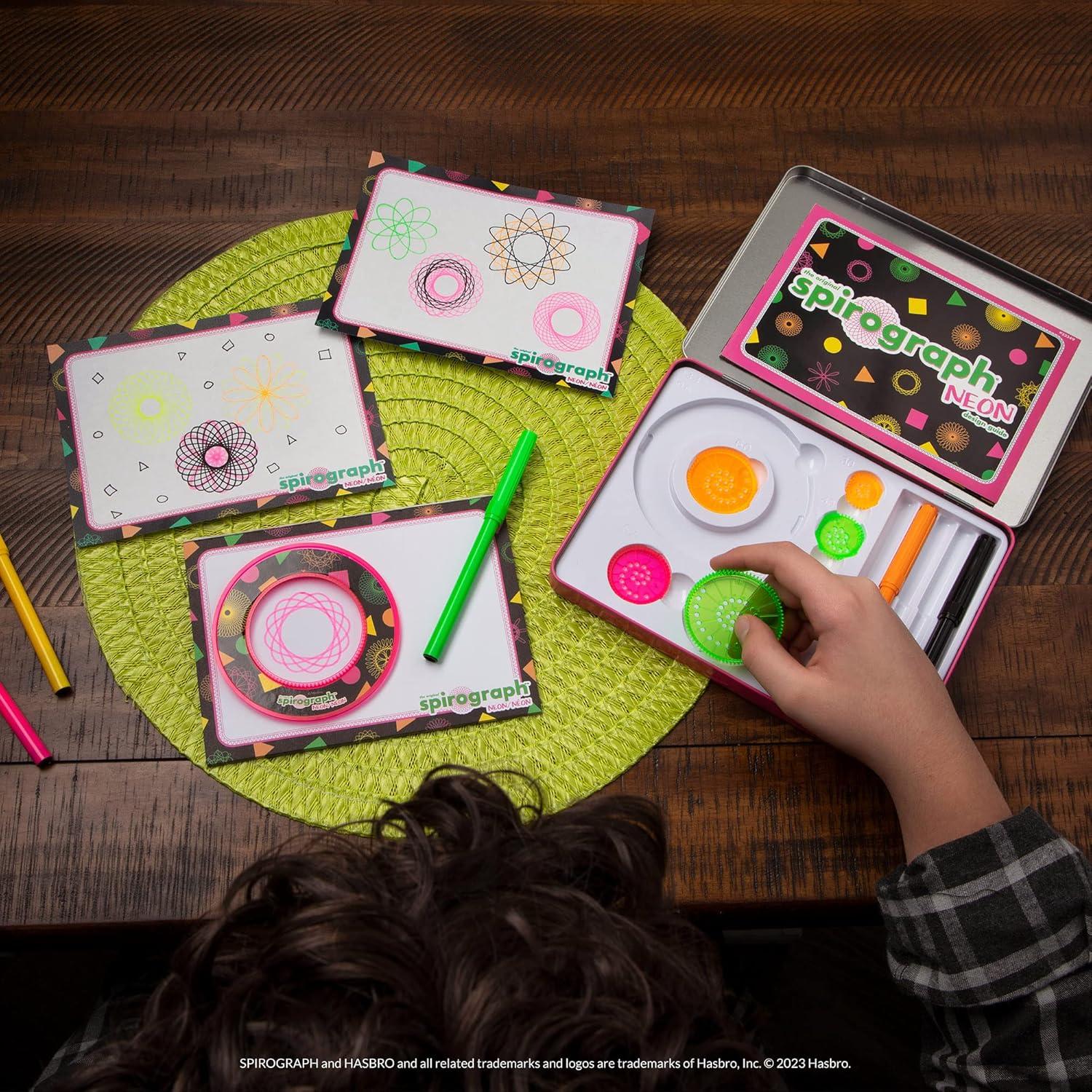 imageSpirograph Design Set Collectors Tin  Arts and Crafts Kids Toys Art Supplies Craft Supplies Drawing Kit Spiral Art Classic Gear Design Kit Pens Design Sheet Included Ages 8 and UpNeon Tin