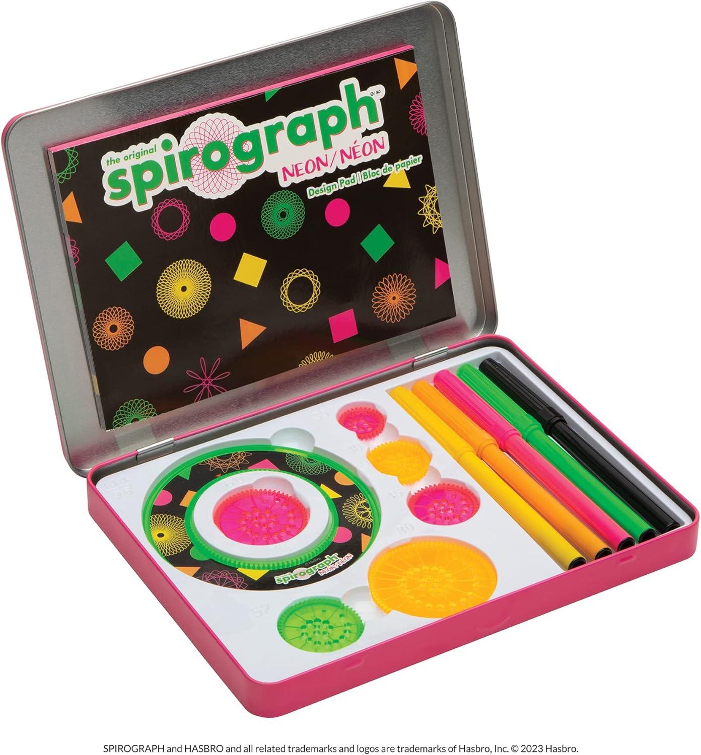 imageSpirograph Design Set Collectors Tin  Arts and Crafts Kids Toys Art Supplies Craft Supplies Drawing Kit Spiral Art Classic Gear Design Kit Pens Design Sheet Included Ages 8 and UpNeon Tin