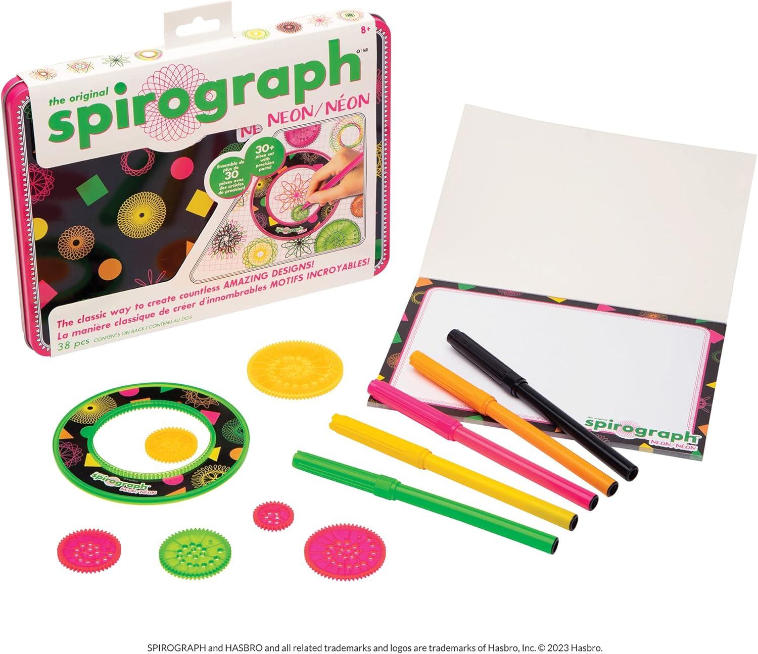 imageSpirograph Design Set Collectors Tin  Arts and Crafts Kids Toys Art Supplies Craft Supplies Drawing Kit Spiral Art Classic Gear Design Kit Pens Design Sheet Included Ages 8 and UpNeon Tin