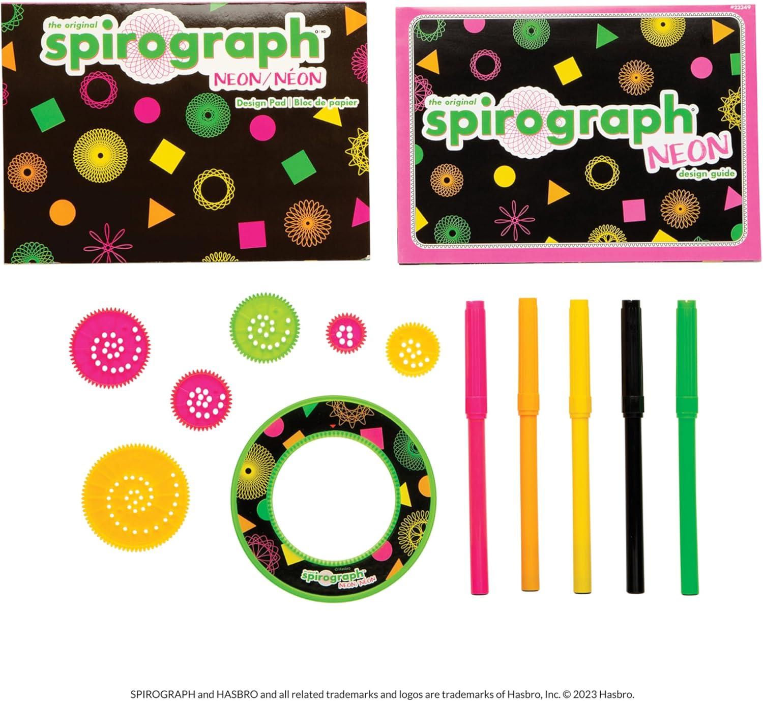 imageSpirograph Neon Drawing Set  Drawing Kit Arts and Crafts Kids Toys Art Supplies Spiral Art Kids Drawing Kit Neon Markers Design Sheet Included ScreenFree Kids Activities Ages 8NEON