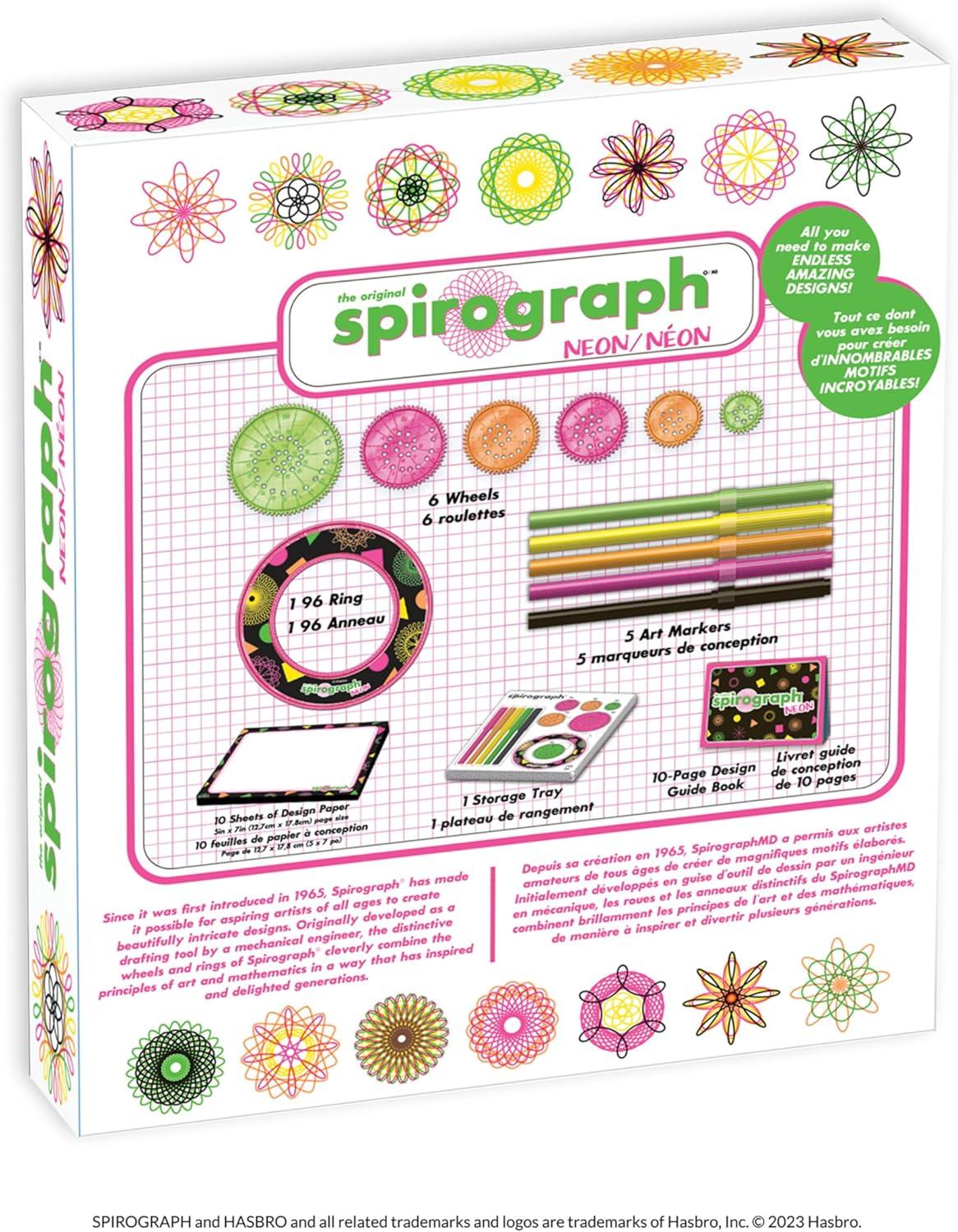imageSpirograph Neon Drawing Set  Drawing Kit Arts and Crafts Kids Toys Art Supplies Spiral Art Kids Drawing Kit Neon Markers Design Sheet Included ScreenFree Kids Activities Ages 8NEON