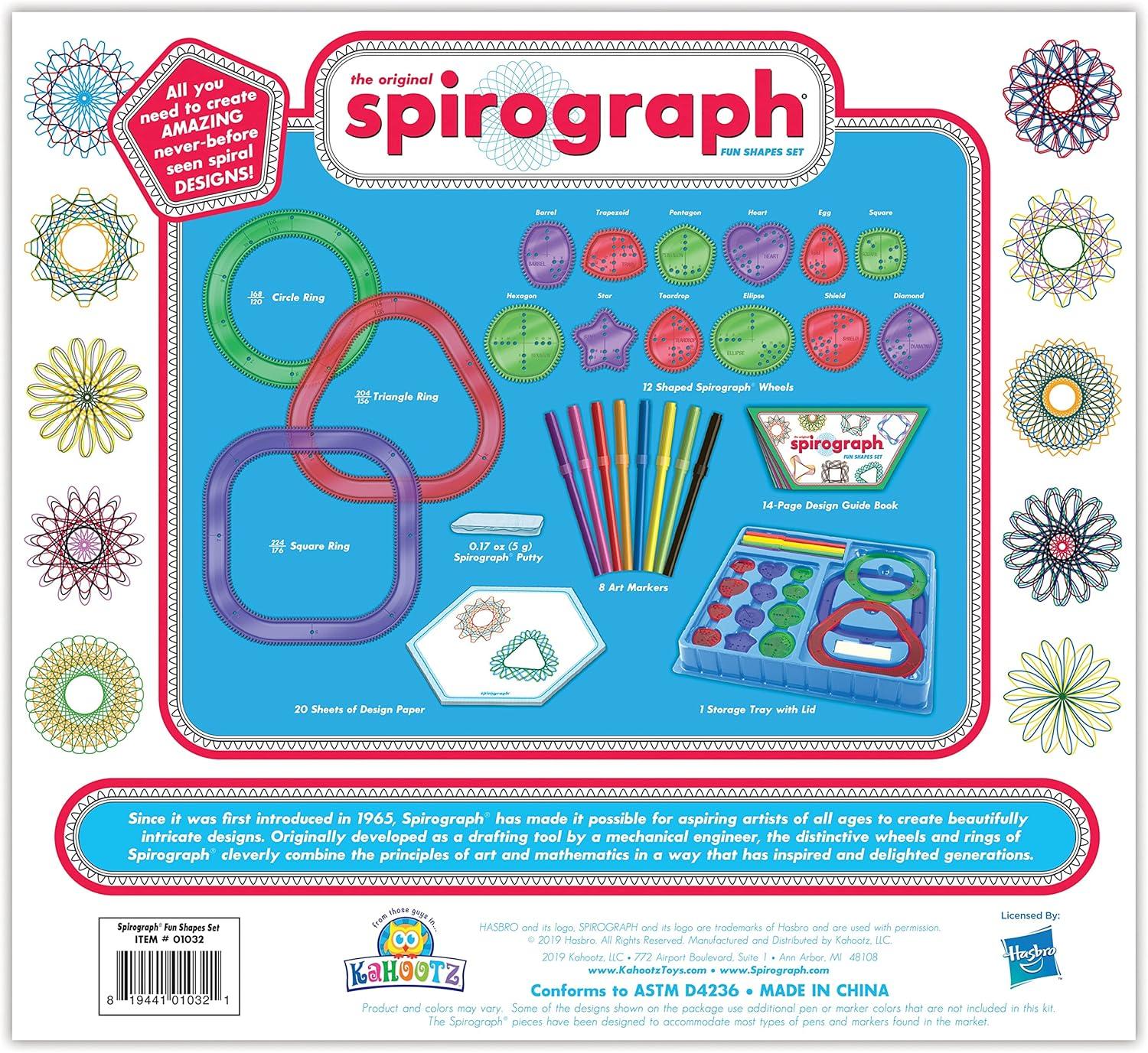 imageSpirograph Neon Drawing Set  Drawing Kit Arts and Crafts Kids Toys Art Supplies Spiral Art Kids Drawing Kit Neon Markers Design Sheet Included ScreenFree Kids Activities Ages 8FUN SHAPES