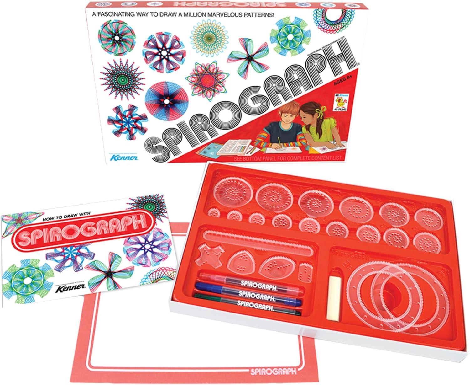 imageSpirograph Retro Deluxe Set  Arts and Crafts Kids Toys Art Supplies Craft Supplies Drawing Kit Spiral Art Reproduction of Classic Gear Design Kit Pens Design Sheet Included Ages 8