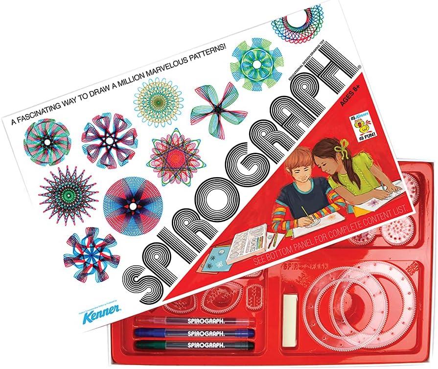 imageSpirograph Retro Deluxe Set  Arts and Crafts Kids Toys Art Supplies Craft Supplies Drawing Kit Spiral Art Reproduction of Classic Gear Design Kit Pens Design Sheet Included Ages 8