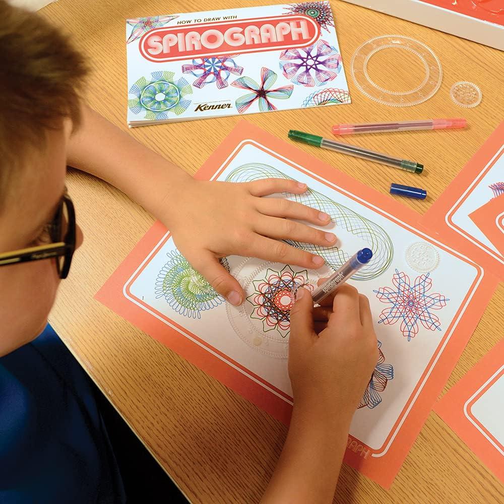 imageSpirograph Retro Deluxe Set  Arts and Crafts Kids Toys Art Supplies Craft Supplies Drawing Kit Spiral Art Reproduction of Classic Gear Design Kit Pens Design Sheet Included Ages 8